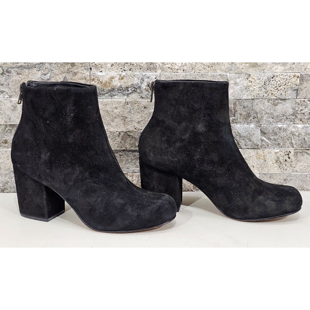 Rachel Comey Black Suede Boots Chunky Heel Booties 90s Minimalist Quiet Luxury